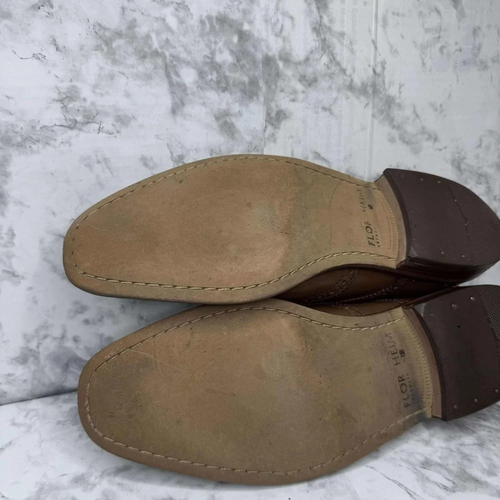 Florsheim CASTELLANO WINGTIP 14137 Tan Leather Oxford‎ Shoes 9.5D Derby